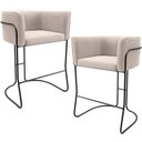 Ver imagem 1 de Kit 02 Banquetas Baixa Base de Aço Preto Betina D02 Suede Bege C-309 - Lyam Decor