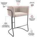 Ver imagem 7 de Kit 02 Banquetas Baixa Base de Aço Preto Betina D02 Suede Bege C-309 - Lyam Decor