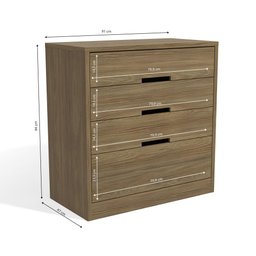 Cômoda 91cm 03 Gavetas e 01 Gavetão S824 Kappesberg - Nogueira - 3