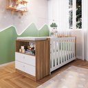 Ver imagem 1 de Conjunto para Quarto de Bebê com Cômoda 2 Gavetas e Berço com Colchão Aconchego - Completa Móveis