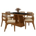 Ver imagem 1 de Mesa Santiago com 6 Cadeiras Sextavada Frei/preto/corino Bege - M.a Freijó/preto/corino Bege