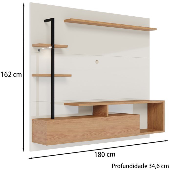 Painel Home Suspenso Tv 55 Polegadas Maragogi Off White Freijo Clb ...