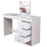 Escrivaninha e Penteadeira Branca Moderna com 3 Gavetas e Espelho - 1