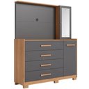 Ver imagem 6 de Cômoda Sapateira com Espelho e Painel para TV 2 Portas 4 Gavetas Lecco A04 Freijó Titanium - Lyam de