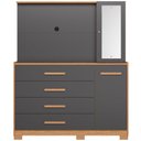 Ver imagem 3 de Cômoda Sapateira com Espelho e Painel para Tv 2 Portas 4 Gavetas Lecco A04 Freijó Titanium - Lyam de