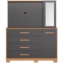 Ver imagem 7 de Cômoda Sapateira com Espelho e Painel para TV 2 Portas 4 Gavetas Lecco A04 Freijó Titanium - Lyam de
