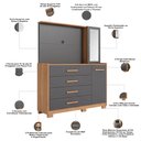 Ver imagem 4 de Cômoda Sapateira com Espelho e Painel para TV 2 Portas 4 Gavetas Lecco A04 Freijó Titanium - Lyam de