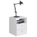 Ver imagem 1 de Mesa De Cabeceira 2 Gavetas 1 Prateleira Tókio A05 Branco