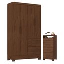 Ver imagem 1 de Guarda Roupa Solteiro Primordial Max 4 Portas e Cômoda Primordial Max 4 Gavetas Jacarandá Fosco-
