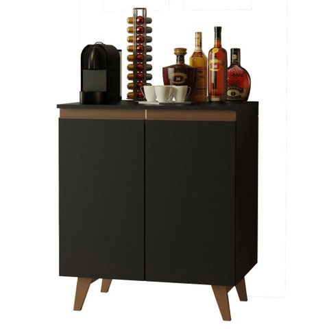 Balcão Armário de Cozinha Cantinho do Café 70 cm 2 Portas Preto Reims Madesa