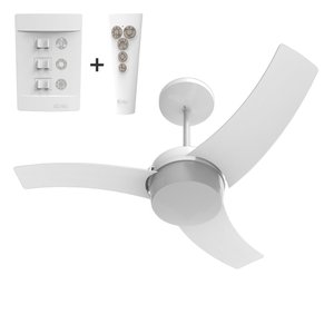 VENTILADOR DE TETO ALISEU WAVE BRANCO PLUS COM CONTROLE REMOTO E PAREDE SUPER SILENCIOSO 220V
