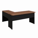 Ver imagem 6 de Mesa Escrivaninha 30mm 150cm em L com Gaveteiro Pés Painel F5 Office Cor:Nogal com Preto
