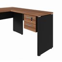 Ver imagem 4 de Mesa Escrivaninha 30mm 150cm em L com Gaveteiro Pés Painel F5 Office Cor:Nogal com Preto