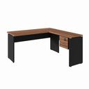 Ver imagem 2 de Mesa Escrivaninha 30mm 150cm em L com Gaveteiro Pés Painel F5 Office Cor:Nogal com Preto