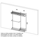 Ver imagem 2 de Arara Cabideiro Aramado Trilho Sapateira Maleiro 1,60m Pt