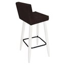 Ver imagem 3 de Kit 02 Banqueta Alta Lucy Com Encosto Cozinha Bar Balcão Bistrô Pé Palito Branco Suede Marrom - Ahaz