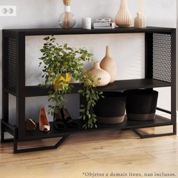 Rack 180 Cm 2 Pt Aparador 130 Cm Industrial 27x21 Preto Pp - 8