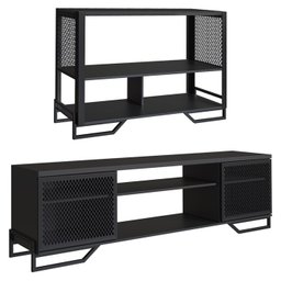 Rack 180 Cm 2 Pt Aparador 130 Cm Industrial 27x21 Preto Pp - 1