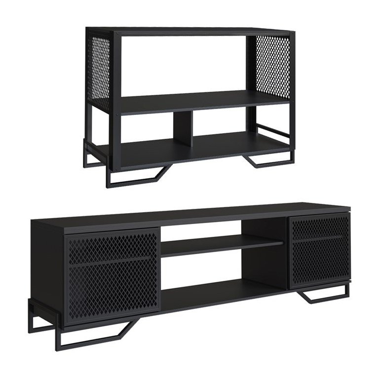 Rack 180 Cm 2 Pt Aparador 130 Cm Industrial 27x21 Preto Pp Rack 180 Cm 2 Pt Aparador 130 Cm Industrial 27x21 Preto Pp