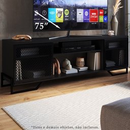 Rack 180 Cm 2 Pt Aparador 130 Cm Industrial 27x21 Preto Pp - 2