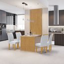 Ver imagem 3 de Mesa de Jantar Cancun 120x90 com Painel Ripado Cel Móveis Cor Cinamomo Off White Prata