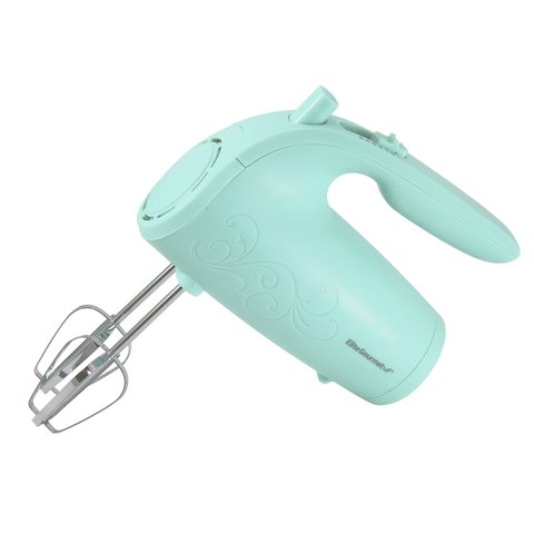 Elite Gourmet Mixer de Mão 5 Velocidades, 150w, com Beaters Extra Largos, Menta