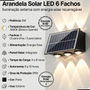 Ver imagem 3 de Arandela Solar 6w 6 Fachos 3000k Ip65 Led Externa Preta