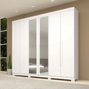 Ver imagem 2 de Guarda Roupa Casal com Espelho 6 Portas 4 Gavetas Núbia Branco 100% MDF