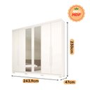 Ver imagem 4 de Guarda Roupa Casal com Espelho 6 Portas 4 Gavetas Núbia Branco 100% MDF