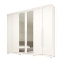 Ver imagem 1 de Guarda Roupa Casal com Espelho 6 Portas 4 Gavetas Núbia Branco 100% MDF