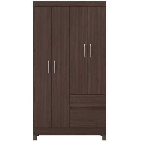 Guarda Roupa Solteiro Flor Café Touch 4 Portas 2 Gavetas MDP Café Demóbile 100cm