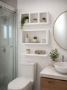 Ver imagem 1 de Kit Nichos Banheiro MDF Decorativo Organizador Lavabo 3 Peças