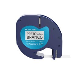 Fita para Rotulador Dymo Letratag 10697 Preto sobre Branco Papel 12mm - RF026 - 1