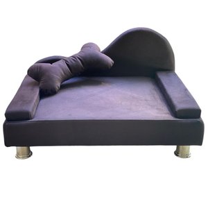 Puff Pet Cama Estofada com Almofada para Cachorro Amora E01 Suede Preto - Inoviza