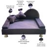 Puff Pet Cama Estofada com Almofada para Cachorro Amora E01 Suede Preto - Inoviza - 3