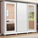 Ver imagem 1 de Guarda-roupa Casal 100% Mdf Madesa Eros 3 Portas de Correr com Espelhos com Pés - Branco