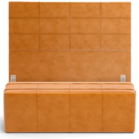 Kit Cabeceira Cama Box King 195cm com Calçadeira Roma W01 Couríssimo Whisky - Lyam Lyam Decor