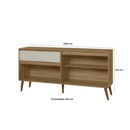 Buffet Aparador Ravi Pés Retrô Nature Branco Off White - Peternella - 4