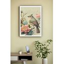 Ver imagem 2 de Quadro Decorativo Pássaro Flores Rosa Vintage - 70x50cm:moldura Preta