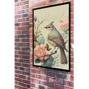 Ver imagem 1 de Quadro Decorativo Pássaro Flores Rosa Vintage - 70x50cm:moldura Preta