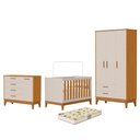 Ver imagem 1 de Dormitório Infantil Flip Guarda Roupa 3 Portas, Cômoda 1 Porta e Berço Areia Fosco/savana com