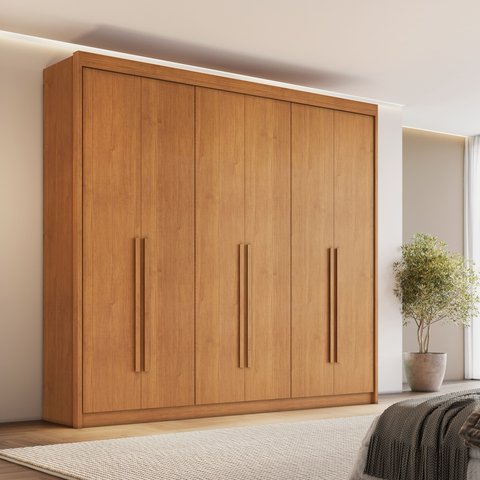 Guarda Roupa Casal 6 Portas 6 Gavetas 100% MDF Santiago Cinamomo Marrom