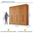 Ver imagem 4 de Guarda Roupa Casal 6 Portas 6 Gavetas 100% MDF Santiago Cinamomo Marrom