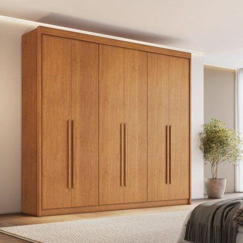 Guarda Roupa Casal 6 Portas 6 Gavetas 100% MDF Santiago Cinamomo Marrom