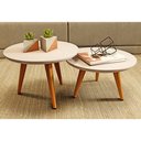 Ver imagem 1 de Conjunto 2 Mesinhas de Centro Sala Madeira Redonda Pé Palito