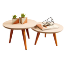 Ver imagem 2 de Conjunto 2 Mesinhas de Centro Sala Madeira Redonda Pé Palito