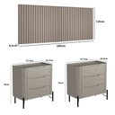 Ver imagem 3 de Conjunto Cabeceira Casal 280cm com 2 Mesas de Cabeceira Cor:grigio com Preto