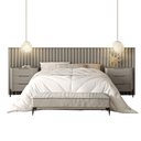 Ver imagem 2 de Conjunto Cabeceira Casal 280cm com 2 Mesas de Cabeceira Cor:grigio com Preto
