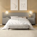 Ver imagem 1 de Conjunto Cabeceira Casal 280cm com 2 Mesas de Cabeceira Cor:grigio com Preto