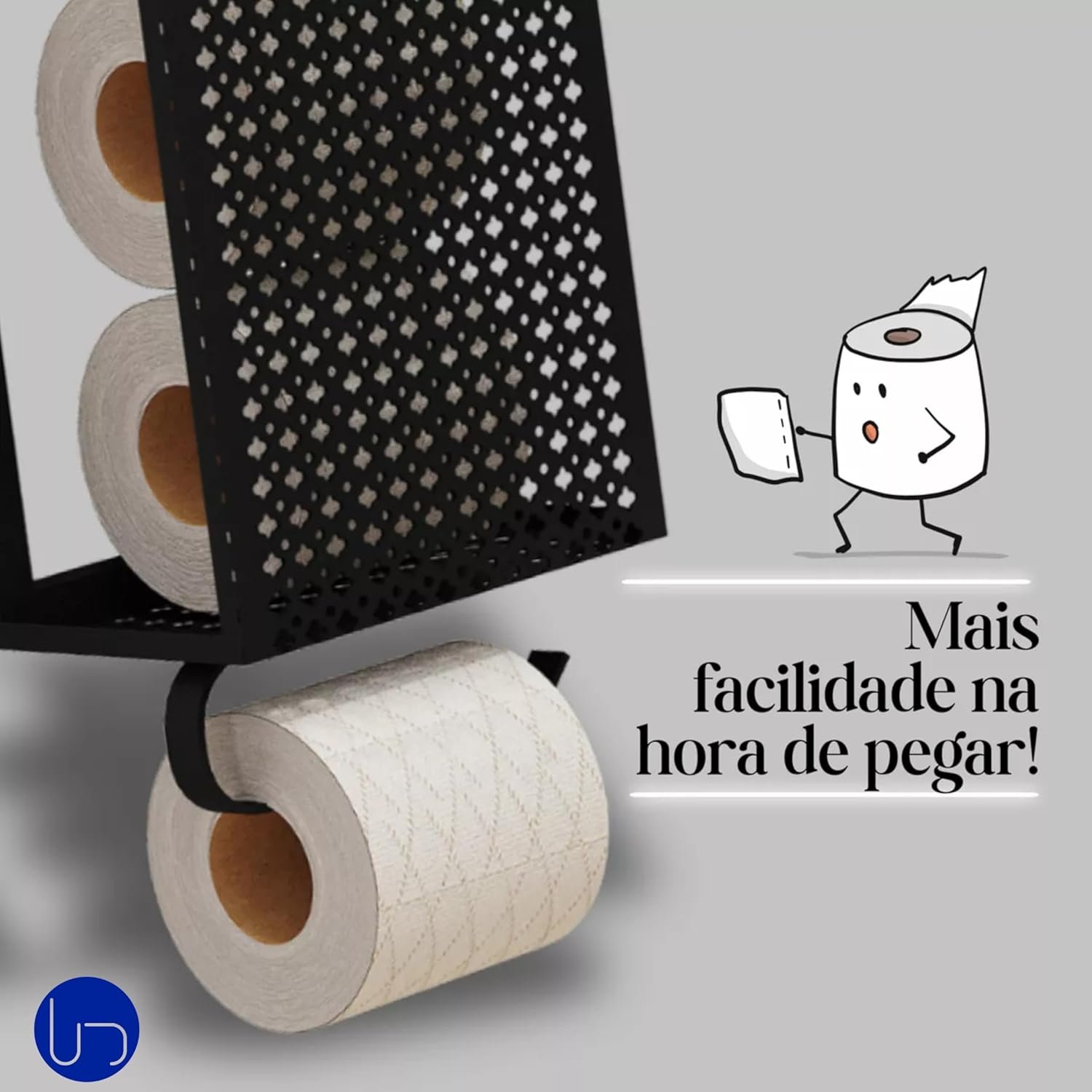 Porta Papel Higiênico de Aço Luxo Branco Design Elegante Resistente À Corrosão para Banheiros Sofist - 5